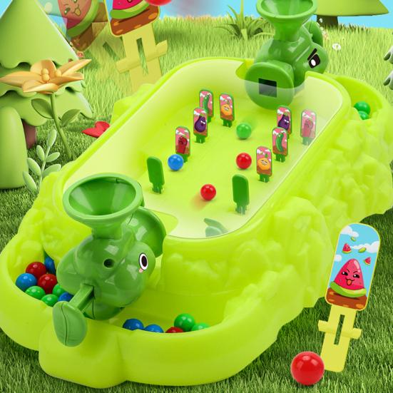 Yousheng Kids Ball Shooter Toy with 60 Beads Focus Training Family Night 2 Players Interactive Vegetable Target Shoot Board Game Toddlers Boys Girls