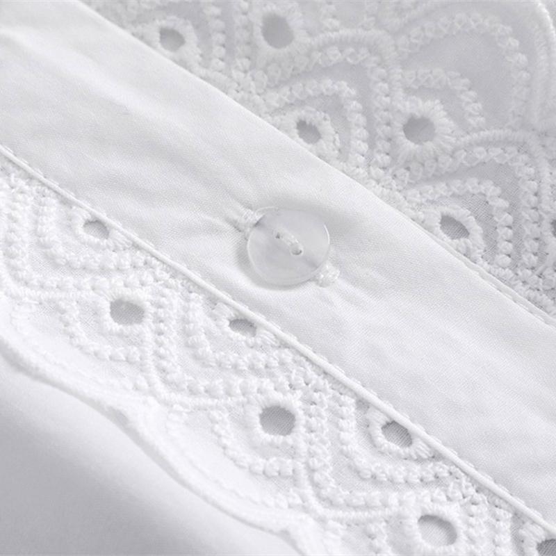 Womens Detachable Fake Collar White Blouses Half Shirt Elegant Ruffled Lace Patchwork French Style Neckwear Accessory