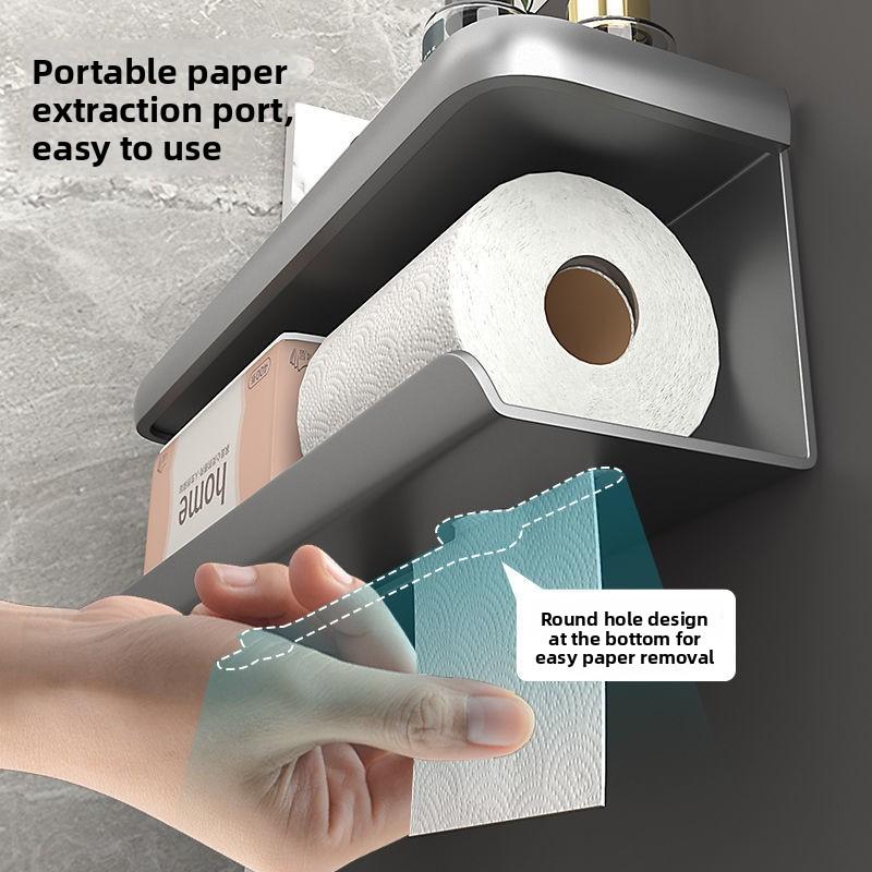 Perforation-free Toilet Wall-mounted Roll Paper Towel Household Storage Shelf
