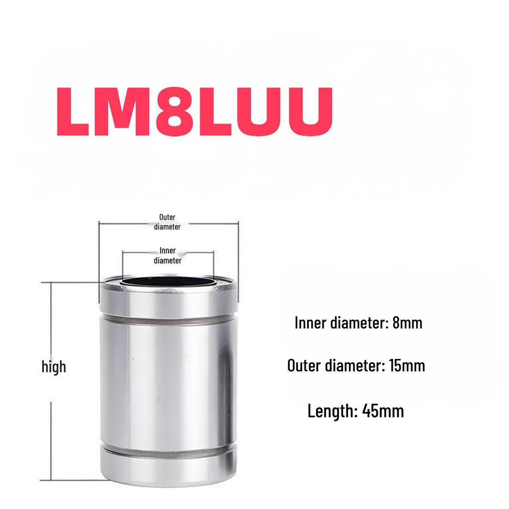 LM Series Linear Bearings, High-Precision, Wear-Resistant, Steel, Sizes LM3UU-LM10LUU
