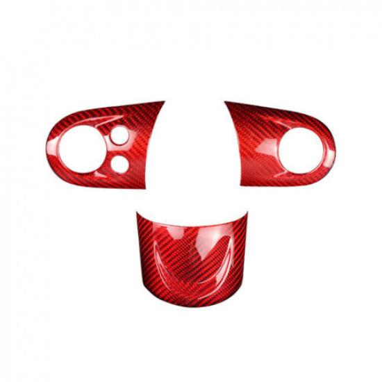 Red Carbon Fiber Car Inner Steering Wheel Button Frame For Mini Cooper R55 R56