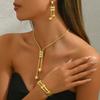European and American Style Jewelry Set 18k Electroplated Long Necklace, Geometric Tassel Earrings, Versatile and Niche Bracelet for Women