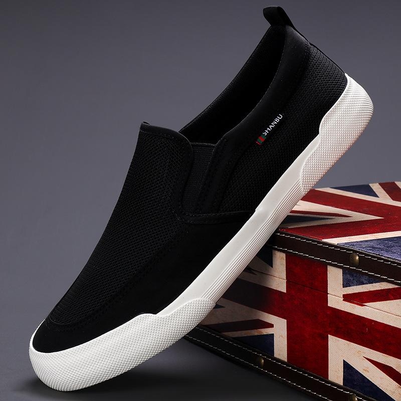 Men'S Shoes Trendy Fashion Comfortable Flat Baseplate Shoes Flat Sole One Pedal Canvas Shoes