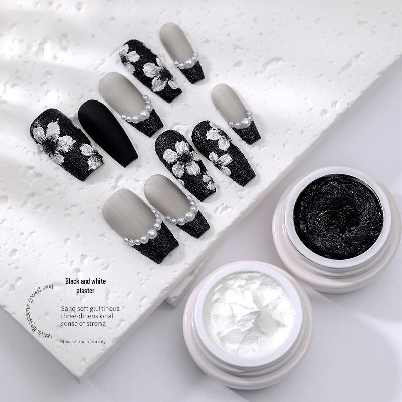 

3D Sculpting Nail Art Gel - Baroque Micro-Carving No-Wash Quicksand Gel, Black & White
