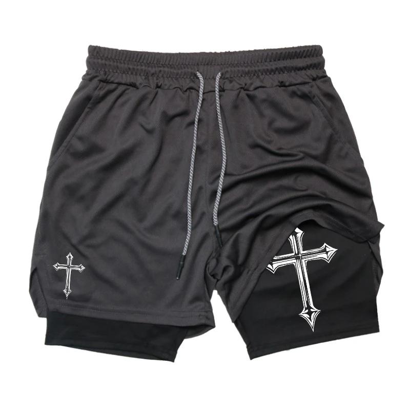Kreuz Christlich Gott Jesus Camouflage Muay Thai Kickboxen MMA Shorts Herren Damen Unisex Doppellagig Schnelltrocknend Training Sport Fitnessstudio Workout