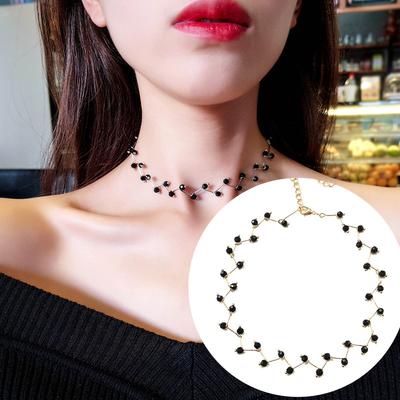 C173 Jewelry Crystal Necklace Simple Versatile Black Crystal Short Clavicle Chain for Women New Arrival