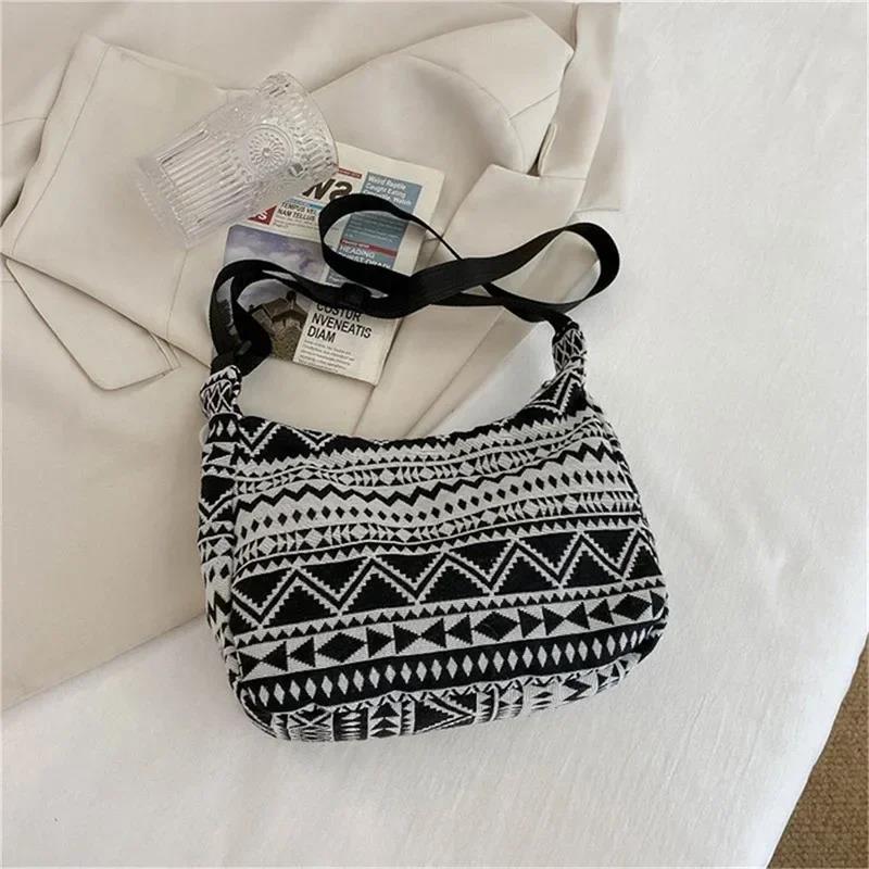

Women s Shoulder Bag,Ethnic Style Canvas Hobo Bag чёрный