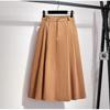 Fusta din bumbac pentru femei, vară, stil preppy, ocazional, elegant, cu buzunar, elastic, talie înaltă, fuste midi, linie A