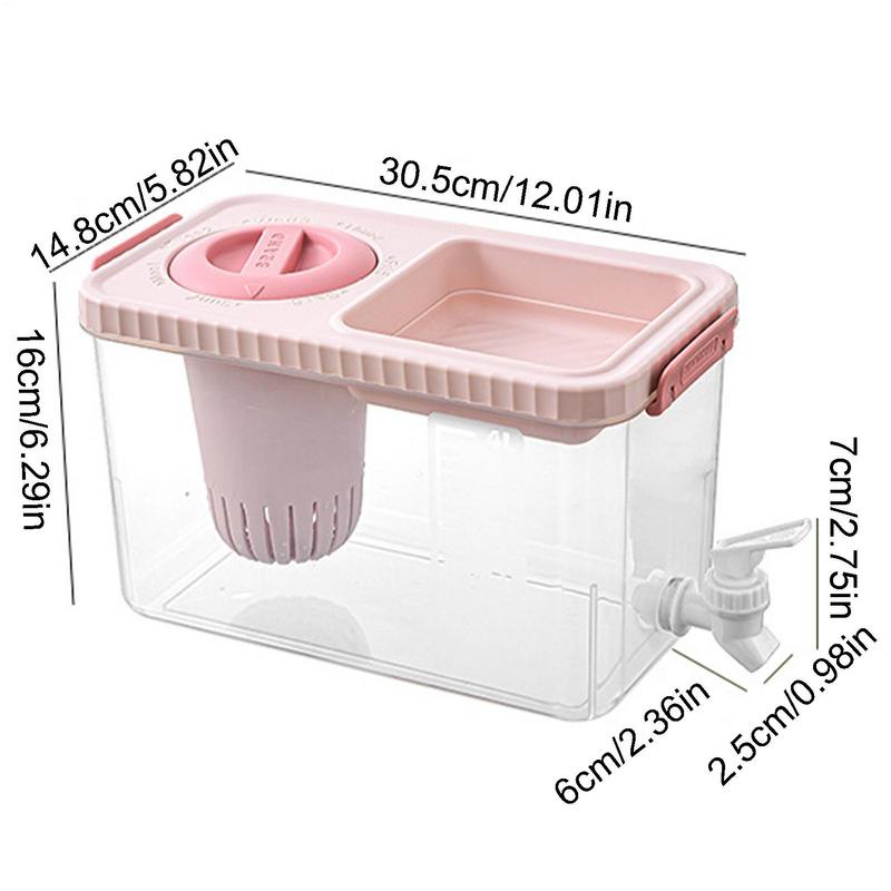 Refrigerator Drink Dispenser 4L Fridge Drink Bucket Dispenser With Spigot And Lid Clear Leakproof Liquid Tank Container