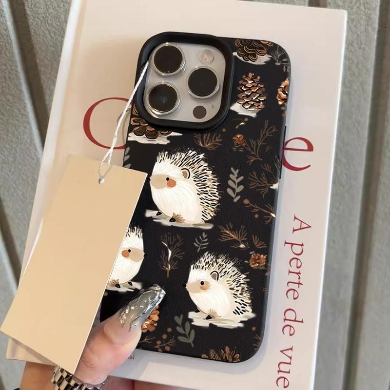 Autumn Cute Cartoon Hedgehog Phone Case For iPhone 17 Pro Max 16 15 14 Plus 13 12 11 Pro Max X XR XS 16e Shockproof Soft Cover