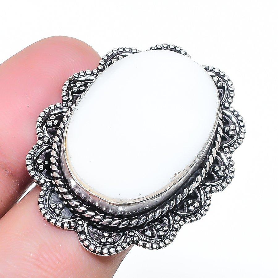 Natural Mother Of Pearl Gemstone 925 Sterling Silver Jewelry Ring Size 6.5 AR-17045