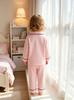 Baby Girls Satin Pajama Set, Pink Striped Long Sleeve Button Down Sleepwear Loungewear for 6M-3Y