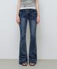 MONGDOL Side Shirred Low-Rise Bootcut Pants Blue Mdpt075Blue
