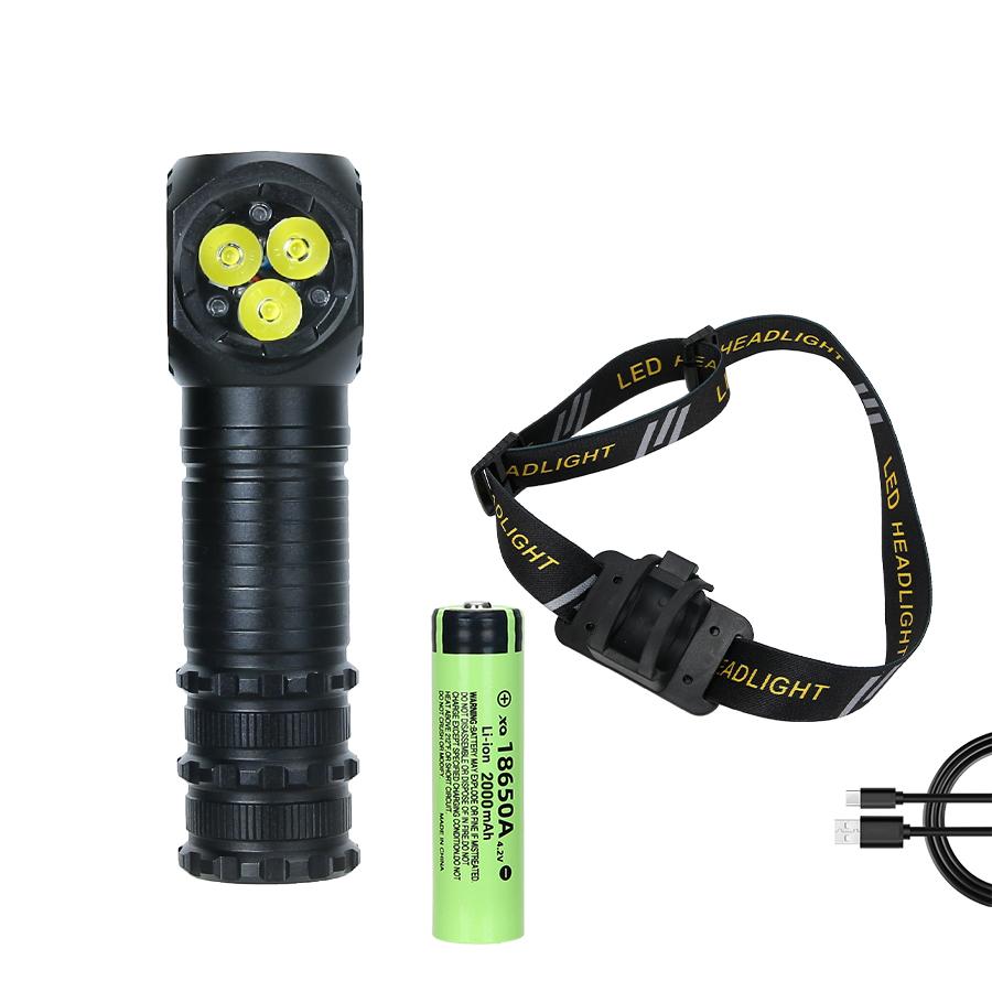 Powerful LED Flashlight Rechargeable 18650 IPX6 Waterproof Flashlight Work HeadLamp High Lumen Head Torch With Magnet Tail