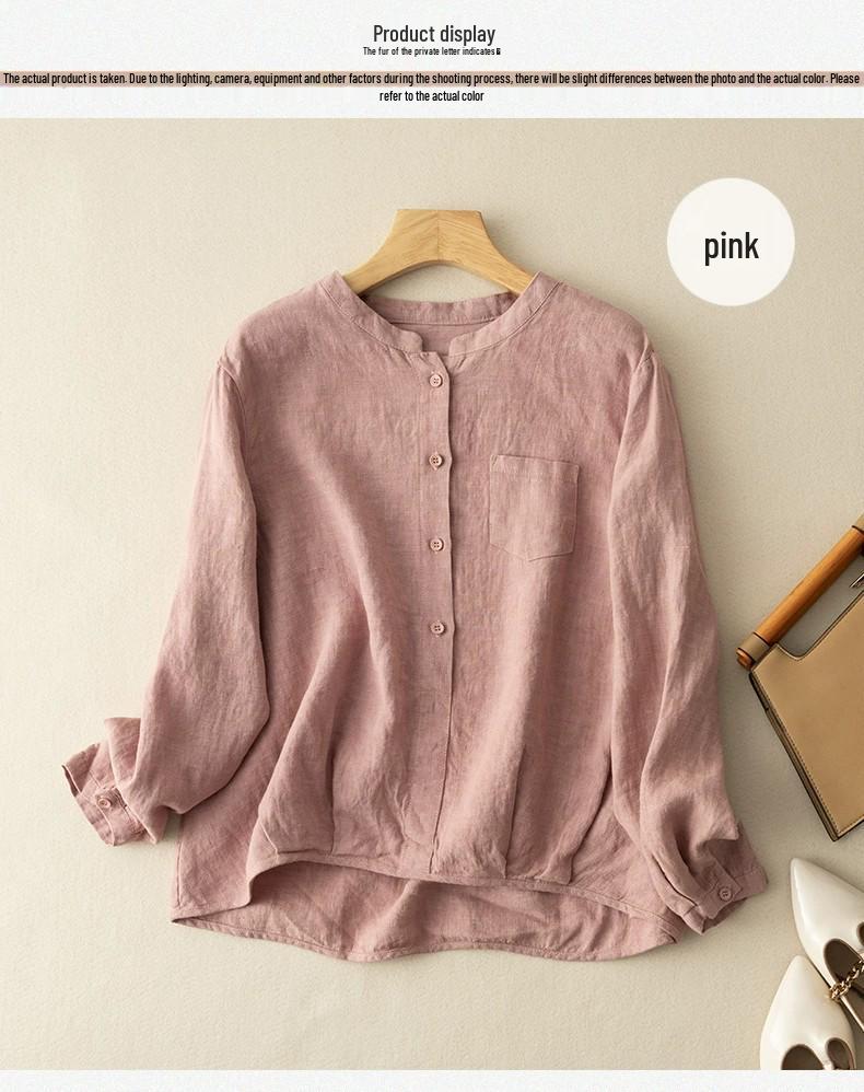 Women’s High-End Artistic Retro Cotton and Linen Loose Top – New Spring 2026 Collection
