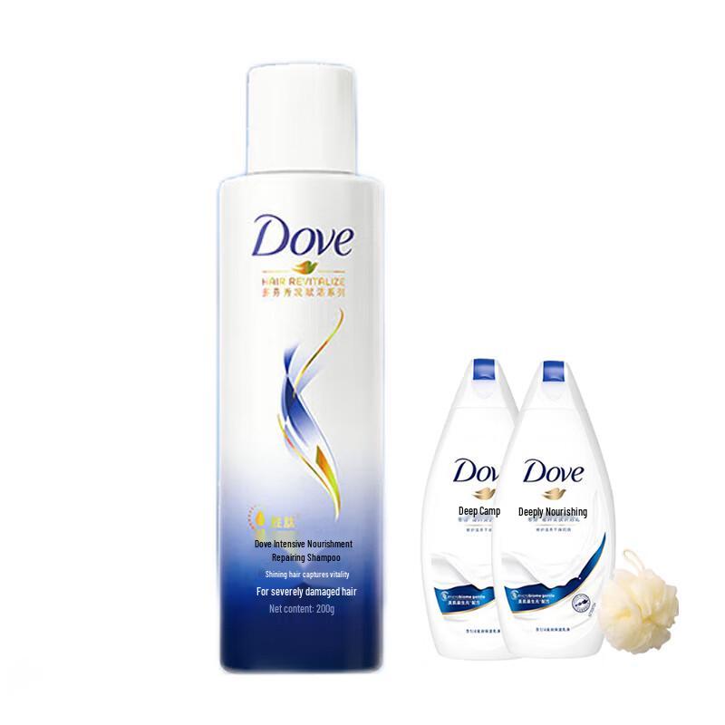 Dove Intensive Repair Shampoo & Body Wash Set with Bath Ball