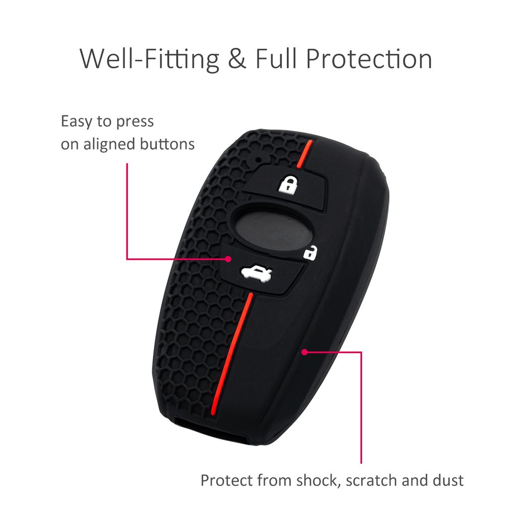 2X Silicone Car Key Fob Cover Case Holder Keychain For Subaru Forester Impreza Crosstrek Outback Xv Ascent Legacy Brz Wrx Gr86