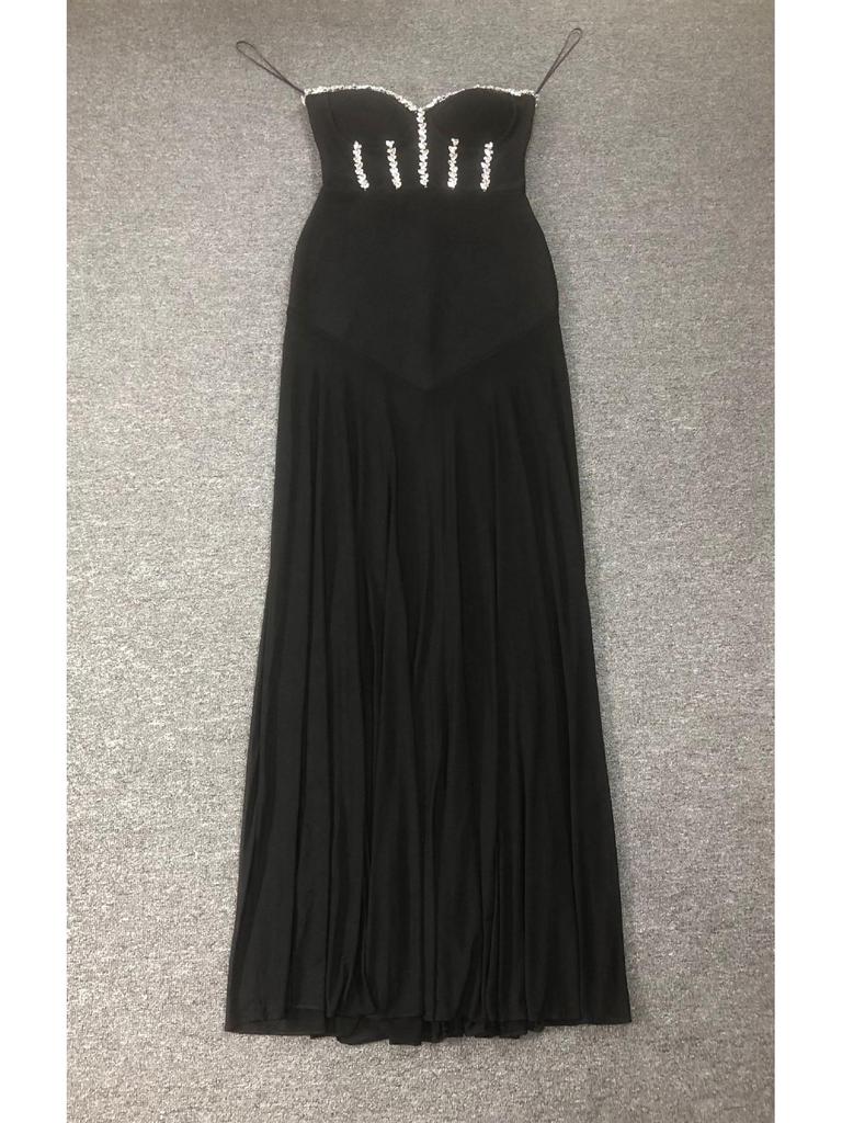Strapless Rhinestone Mesh Bandage Evening Dress