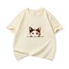 Kids Cotton T Shirt Peeking Calico Cat Graphic Print Crew Neck Short Sleeve Tee Casual Breathable Boys Girls Summer Tops