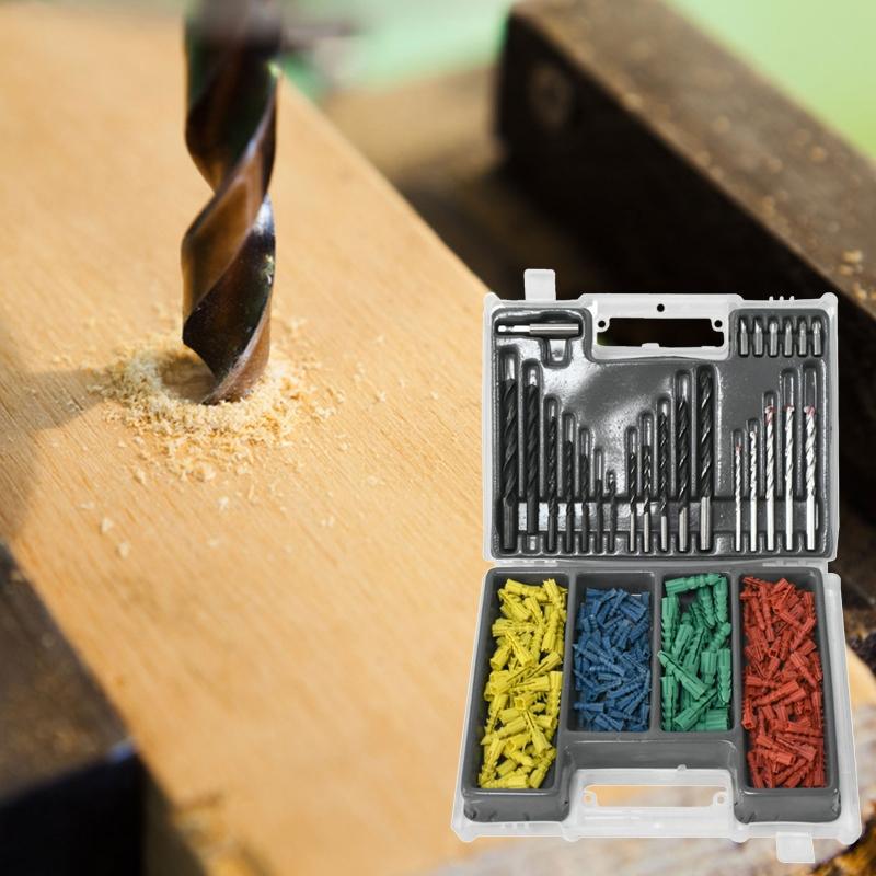 300 Pieces Multifunctional Drill Bits Set 2-10mm Twist Drill Bits 5-10mm Expansion Screws Set Woodworking Tools for DIY