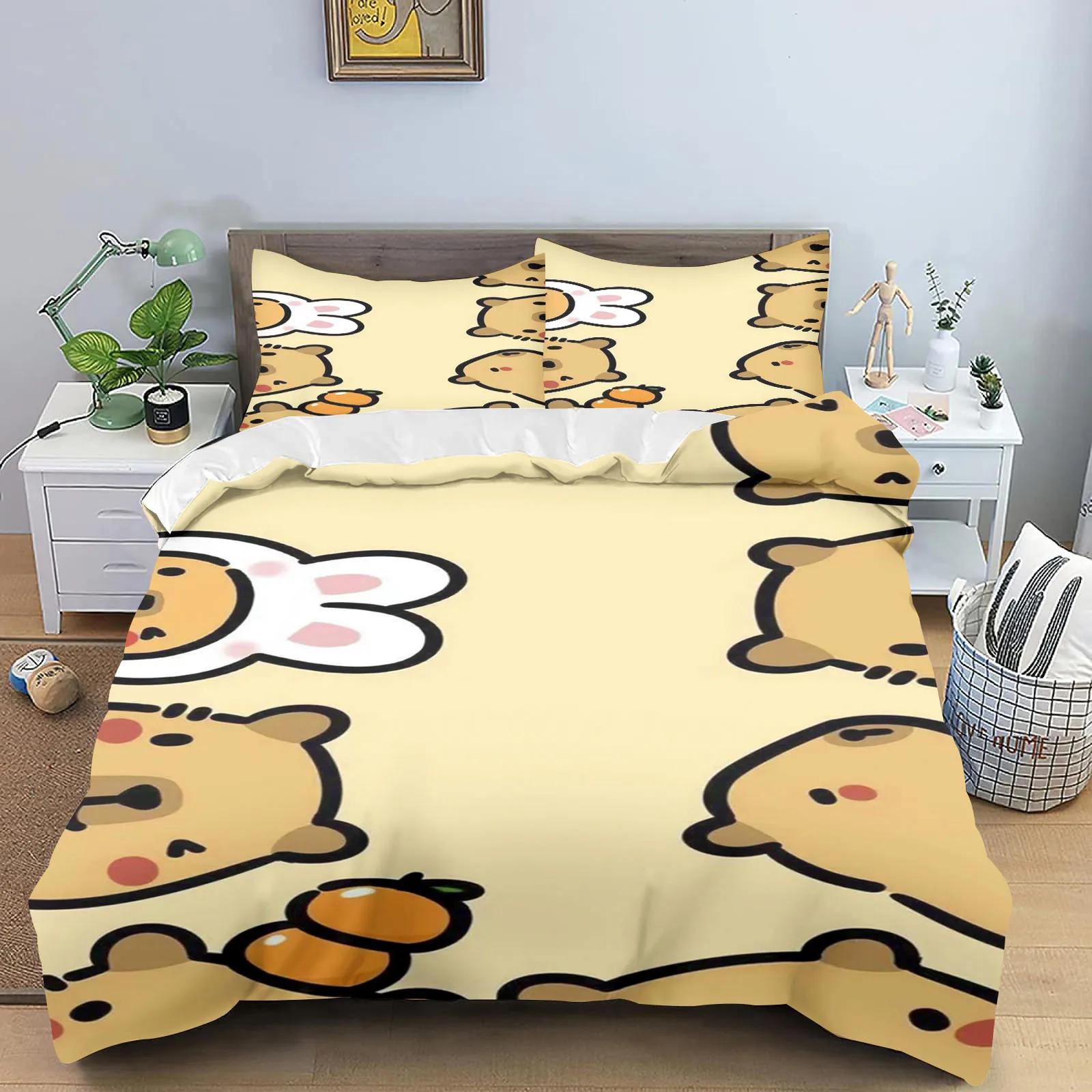 

Capybaras Duvet Cover Anime Bedding Pillowcase Printed General Children And Adult Set Queen Size Reactive Printing Quilt US Twin(172x218cm)
