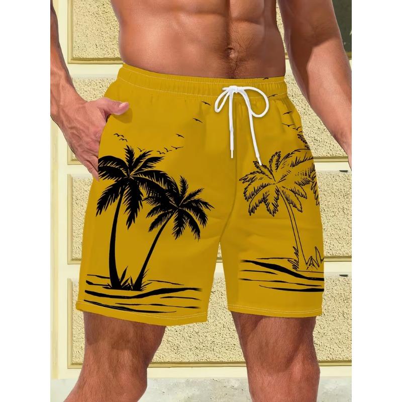 Tropical Palm Tree Print Men's Board Shorts 3D Print Men Beach Shorts Summer Outdoor Short Pants Party Holiday Sports Shorts