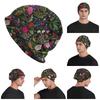 Vintage Floral Embroidery Design Unisex Adult Beanies Caps Knitted Bonnet Hat Warm Hip Hop Autumn Winter Outdoor Skullies Hats