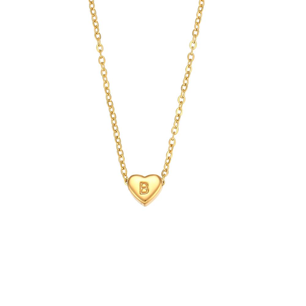 Collier Initial d'Amour Minimaliste pour Femme Bijoux Acier Inoxydable Plaqué Or 18 carats Mini Pendentif en Forme de Cœur Lettre