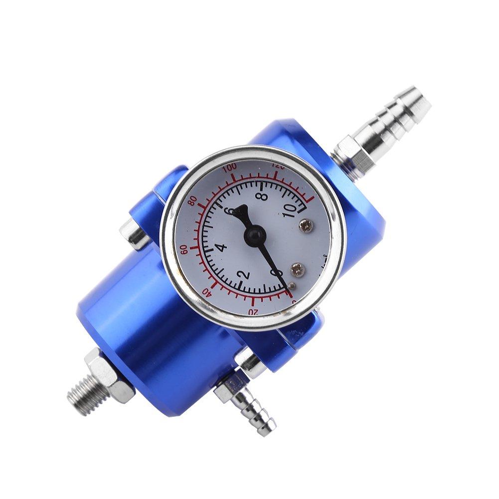 

Keenso Fuel Pressure Regulator with Gauge, 0-140 PSI, Gauge Hose Kit (Blue)