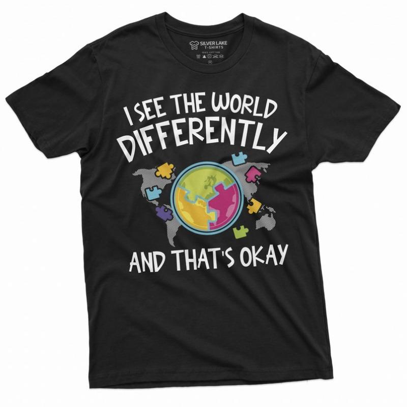 Autism I See The World Differently Shirt Autism Awareness Tee Awareness Day T Shirt Gifts Outdoors High Quality Shortsleev Tee S