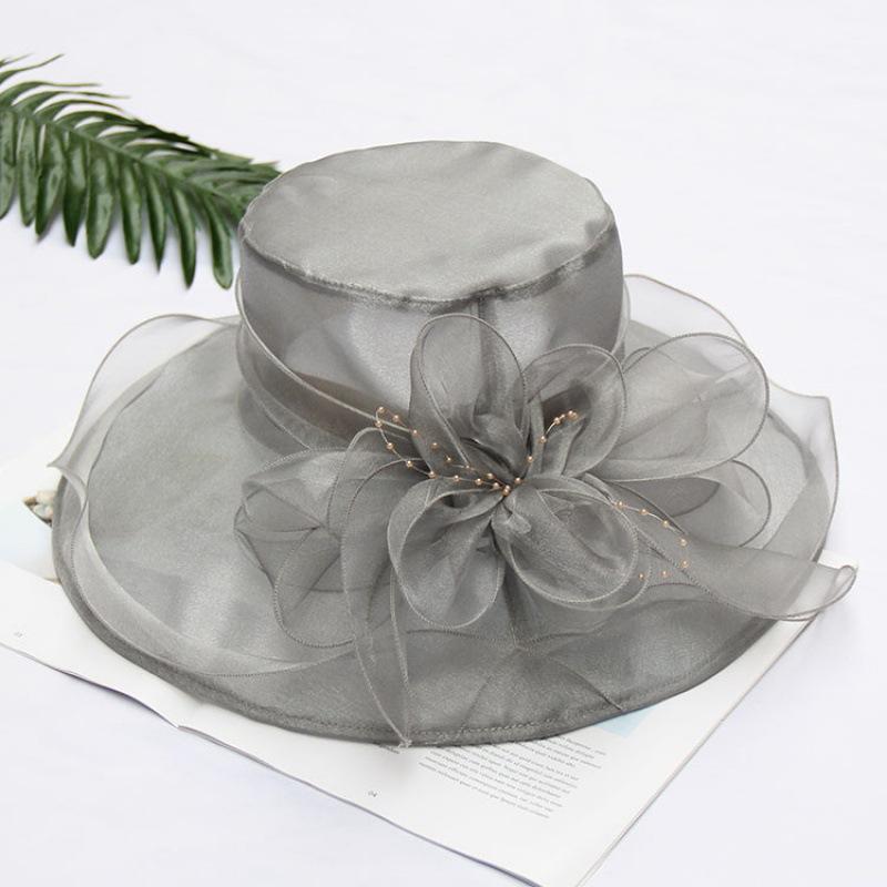 Summer Korean Version of Flower Mesh Sun Hat Beach Sun Hat Women's Organza Top Hat