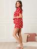 Allegra K Summer Polka Dot Pajama Short Sleeve Top and Size Small Women's Set, Shorts, Red, 1,