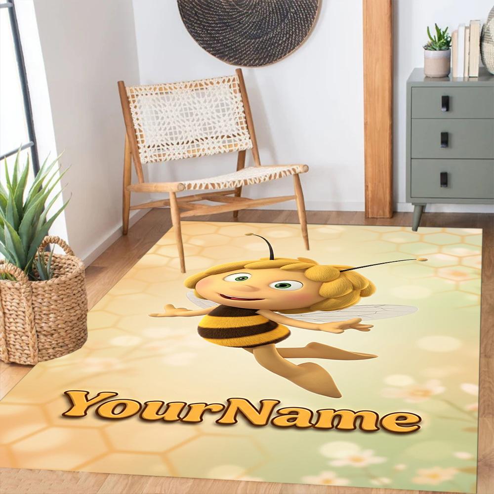 Biene Maja Customize Text Floor Mat Design for Hallway Kitchen Study room Outdoor Antislip Carpet Anime Office Decor Best for Christmas