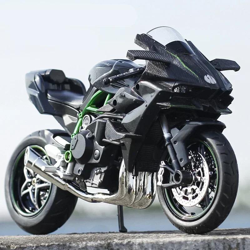 1:12 KAWASAKI H2R Alloy Racing Motorcycle Simulation Metal Street Race Motorcycle Model Sound And Light Collection Kids Toy Gift