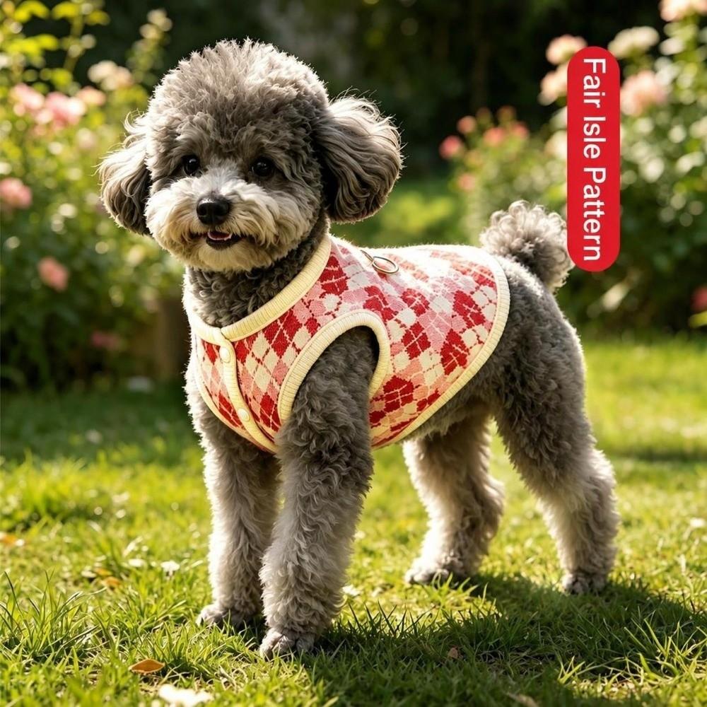 Warm Dog Jacket Printed Pattern Puppy Vest Fashion Dog Knitted Clothes for Cats and Puppy