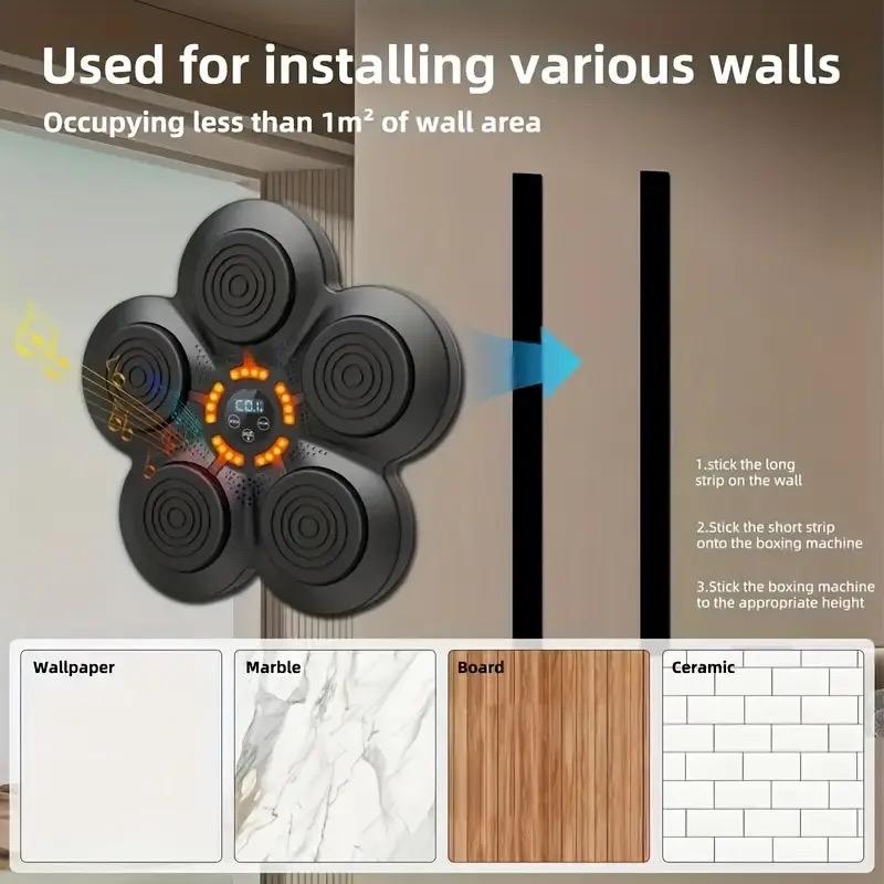 Music Boxing Trainer with Gloves – Intelligent Counting Electronic Target, Agility & Reflex Training Equipment, Wireless-Enabled