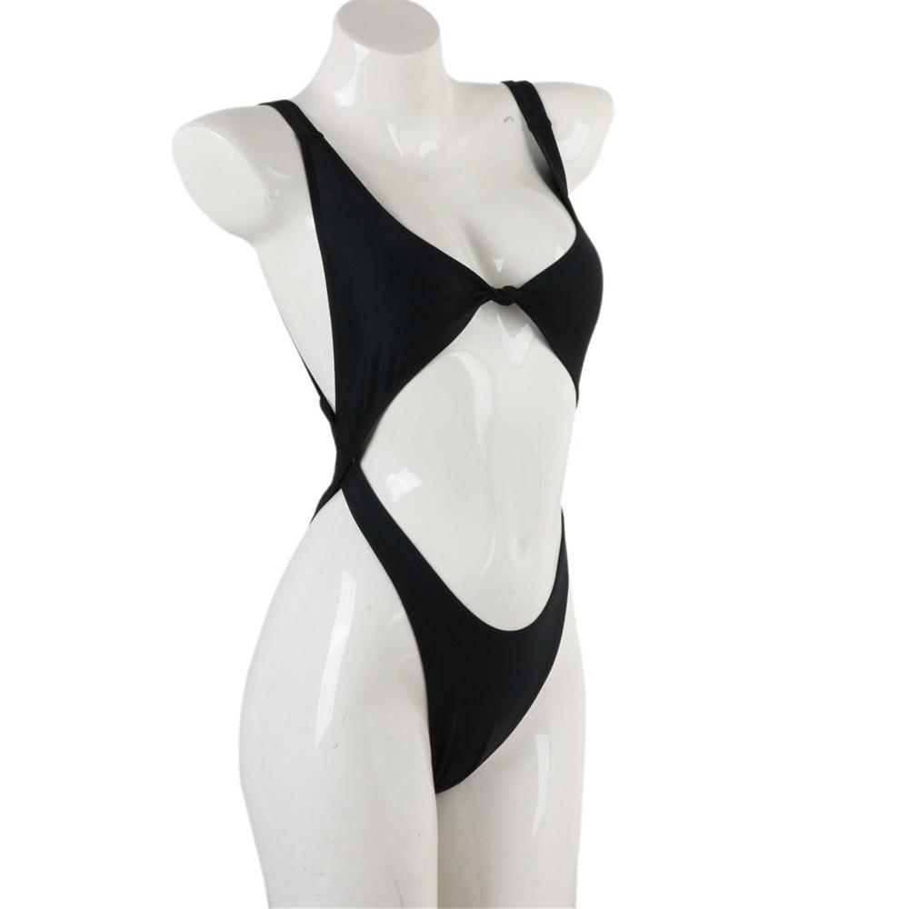 Women's Plus Size One-Piece Backless Swimsuit - Solid Color Sexy Swimwear