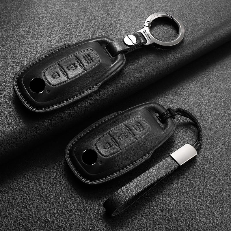 Genuine Leather Auto Key Fob Cover Case Housing Fit For Nissan Teana Qashqai X-Trail Kicks Tiida Auto Smart Key Fob Housing Long-lasting Protective