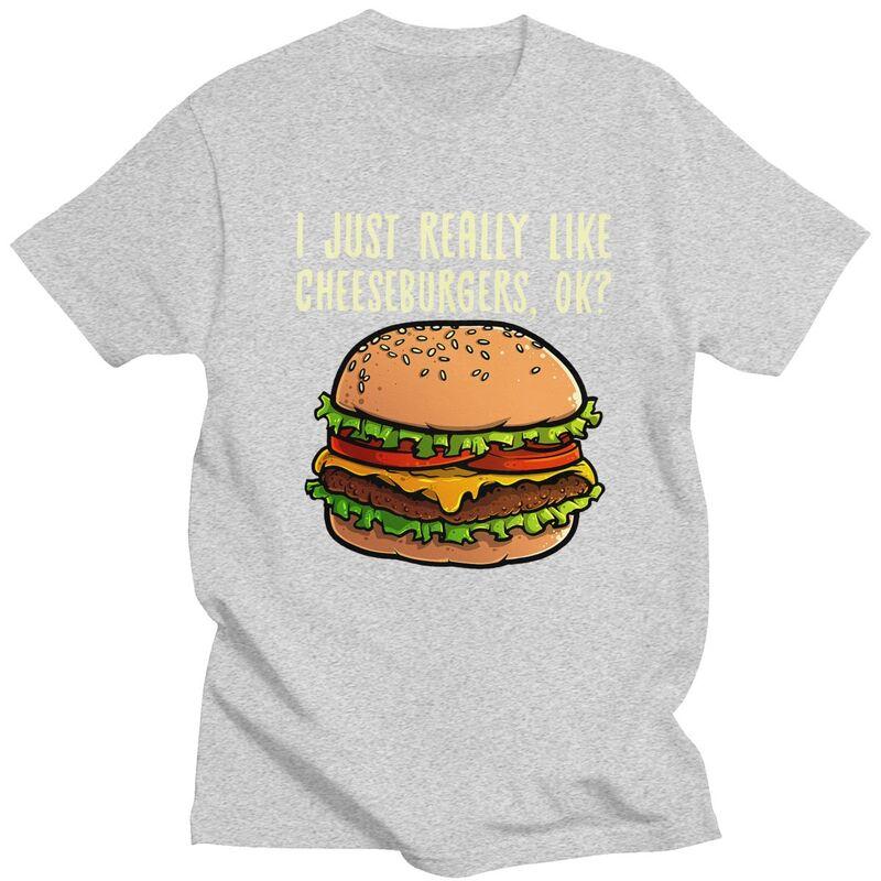 Fashion Funny Cheeseburger Hamburger Design T Shirts Unisex Burger Lover Tshirt Streetwear Casual Tee Loose Oversized Clothes