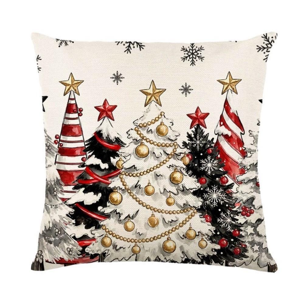 Elk Deer Christmas Pillow Cover Linen Xmas Tree Pillowslip Snowman Pillow Cover Living Room Sofa