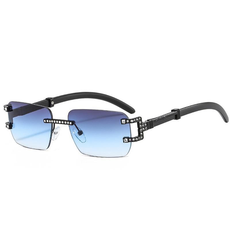Fashion sunglasses new frameless trimmed diamond Internet celebrity street photography trend versatile box sunglasses