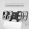 3D LED Wall Clock, Black, Remote-Controlled, Korean Style, Can Hang or Stand.