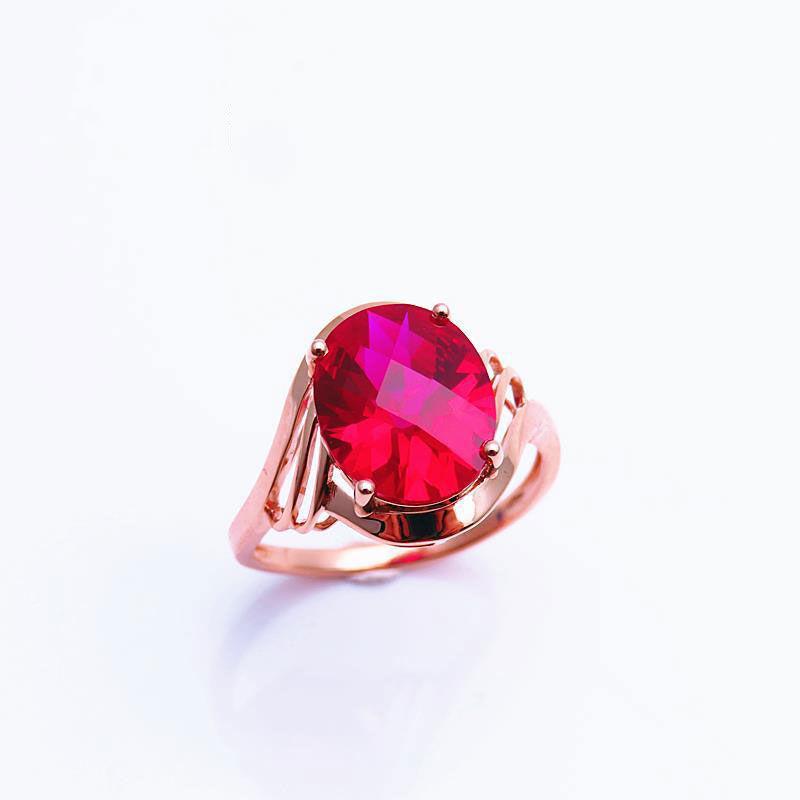 Purple Gold-Plated Rose Gold Phoenix Tail Inlaid Redstone Ring, Noble Temperament And Elegant Color Gold Live Ring Ring