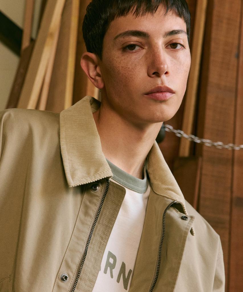 COVERNAT Corduroy Collar Contrast Jacket Light Khaki