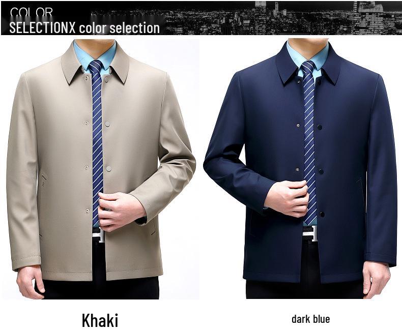 Men's Spring & Autumn Silk Lapel Jacket - Thin Business Casual Coat for Middle-aged Civil Servants and Dads