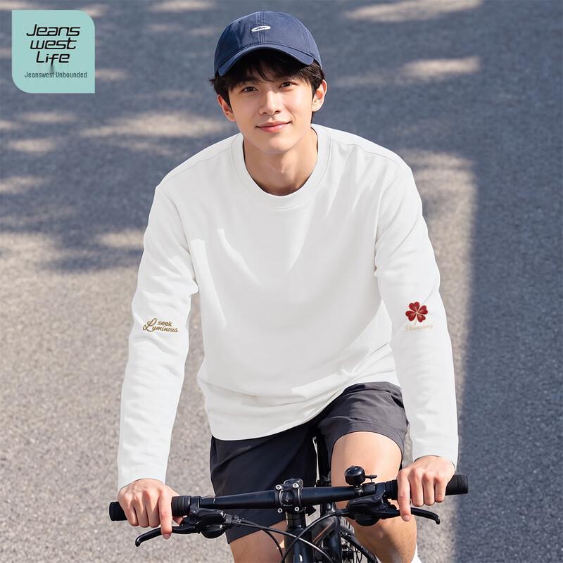Jeanswest Life Men's Long-Sleeve Crewneck Cotton Graphic Tee