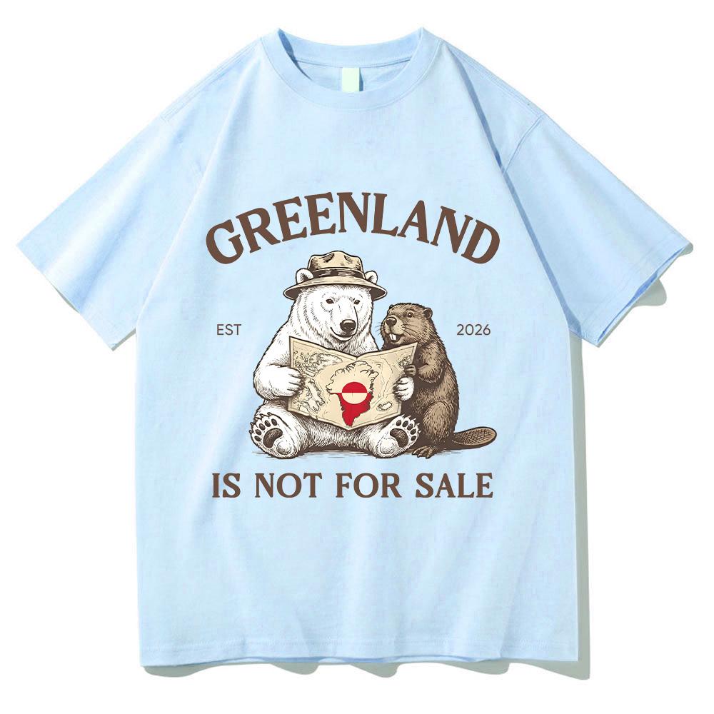 Greenland Is Not for Sale T-Shirt Dear Greenland Animal Cartoon Print Clothing Comfortable 100%Cotton Casual Short Sleeve Unisex Tee Men women clothes