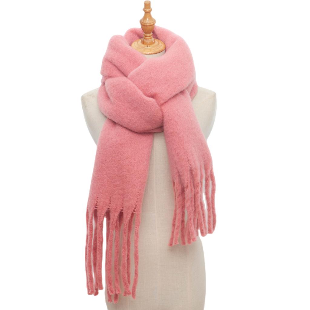  Solid Thick Cashmere Scarf for Women Large Wool Blanket Pashmina Winter Warm Shawl Wraps Bufanda Female With Tassel Scarves