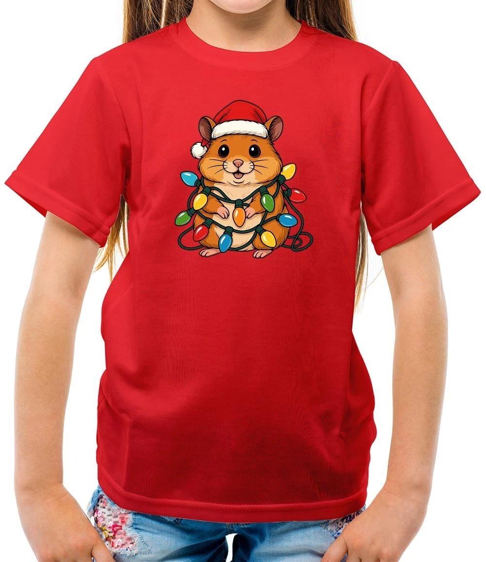 Hamster Christmas Lights Kids T-ShirtHamsters Christmas Cute Love Pets 130