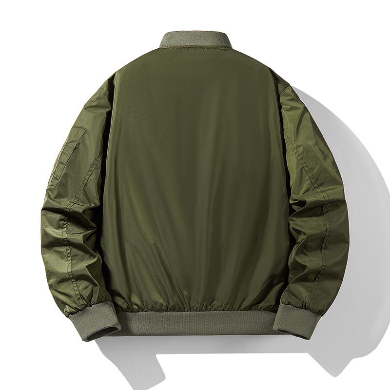 Trendy Flight Jacket with Baseball Collar for Teenagers, Handsome and Versatile Trendy Jacket with Detachable Collar Jacket